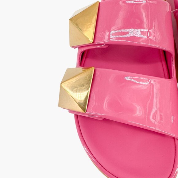Valentino Garavani One Stud Slide Sandals EU 38 US 8 Pink Patent Flat Mule - Picture 14 of 14